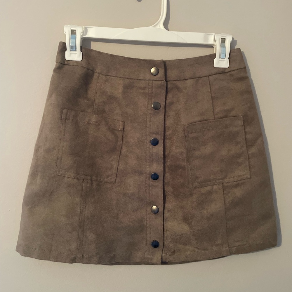 Brown Button-Front Skirt